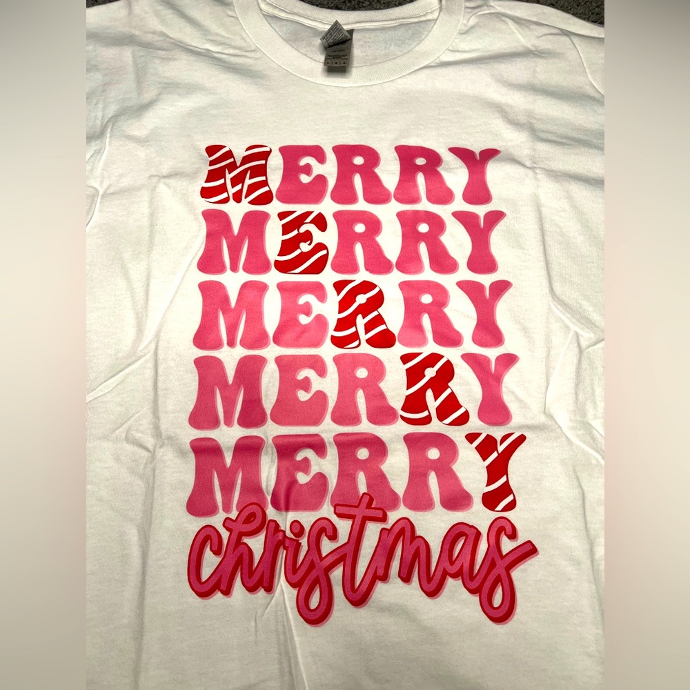 NEW Merry Merry Christmas Shirt, Holiday, Retro, X-mas Party Tee handmade - Picture 3 of 3